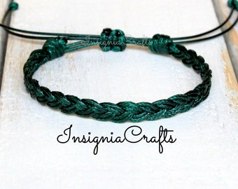 Green Bracelet Anklet Mens Bracelet Braided Surfer Anklet Unisex Vegan Bracelet Braided Anklet For Her Mens Jewelry Cord Anklet Mens Gift