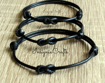 Family Bracelets Infinity Matching Bracelets Black Cord Bracelet Mom Dad Child Son Bracelet Women Mens Waxed Cord Simple Mommy Family Gift