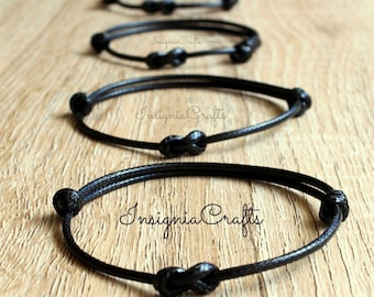 Family Infinity Bracelets Matching Bracelets Black Cord Bracelet Mom Dad Child Son Bracelet Women Mens Waxed Cord Simple Mommy Family Gift