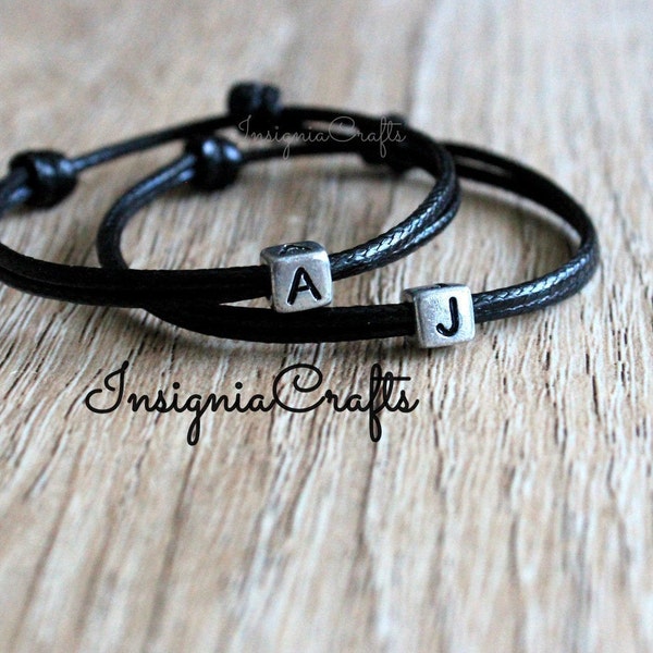 Personalized Gifts Couple Bracelet Set Initial Bracelets Couples Matching Bracelets Long Distance Bracelet Soulmate Gift His and Hers Gifts