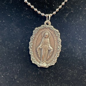 Lovely Bronze Miraculous Medal of the Virgin Mary Sodality Catholic Necklace wdangle bead option Catholic Gifts for Women or Confirmation