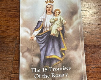 15 Promises Of The Rosary (Brand New) Small 2 inch booklet