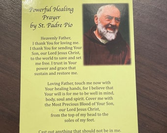 St. Padre Pio Prayer Card For Powerful Healing