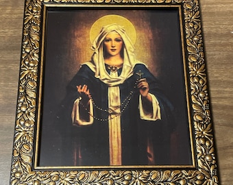 Our Lady Of The Rosary Black And Gold Wood Frame (8 x 10 Print)