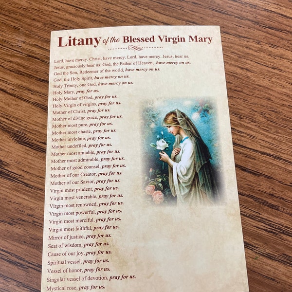 Litany of the Blessed Virgin Mary Prayer Card (1 Card) 4x6 Inch