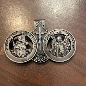 St.Christopher/Guardian Angel Visor Clip (Antique Silver)