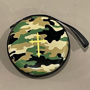 Army Green Camo Rosary Tin Holder