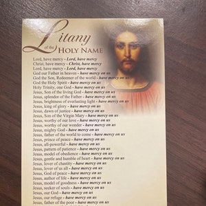 Litany of the Holy Name Prayer Card (1 Card) 4x6 Inch