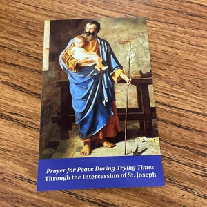 Prayer for Peace During Trying Times Through the Intercession of St. Joseph (3 x 5 Inch)