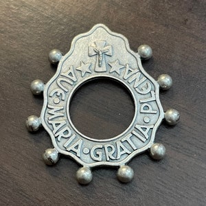 Solid Ave Maria Medal Rosary Ring