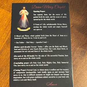 Divine Mercy Chaplet And Litany To The Divine Mercy Prayer Card (1 Card) 4x6 Inch