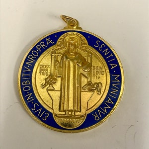 St. Benedict Medal 2 Inch w/chain Epoxy Covered