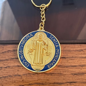 Gold St. Benedict 2 Inch Medal W/Chain