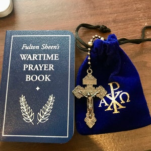 Combat Rosary (Gunmetal) W/St. Benedict Medal And Fulton Sheen&#39;s Wartime Prayer Book