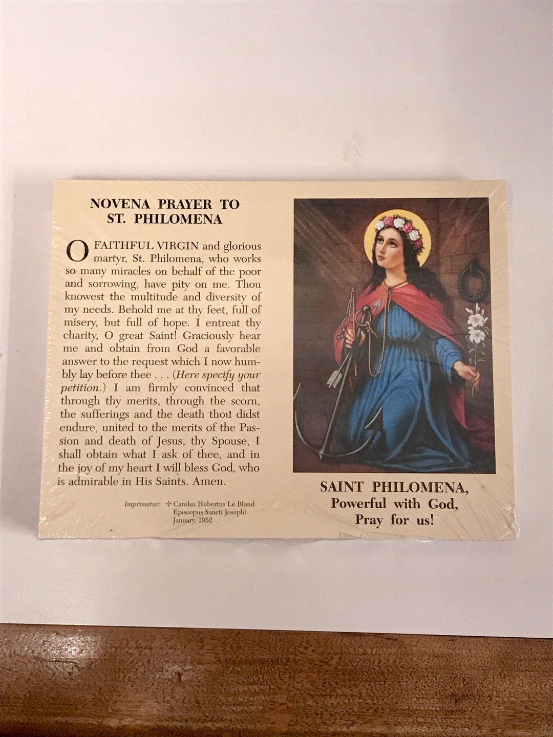 Novena Prayer to St. Philomena Prayer Card Etsy