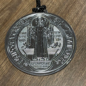 XXL 5.25 Inch St. Benedict Medal (Chrome) W/Hanger