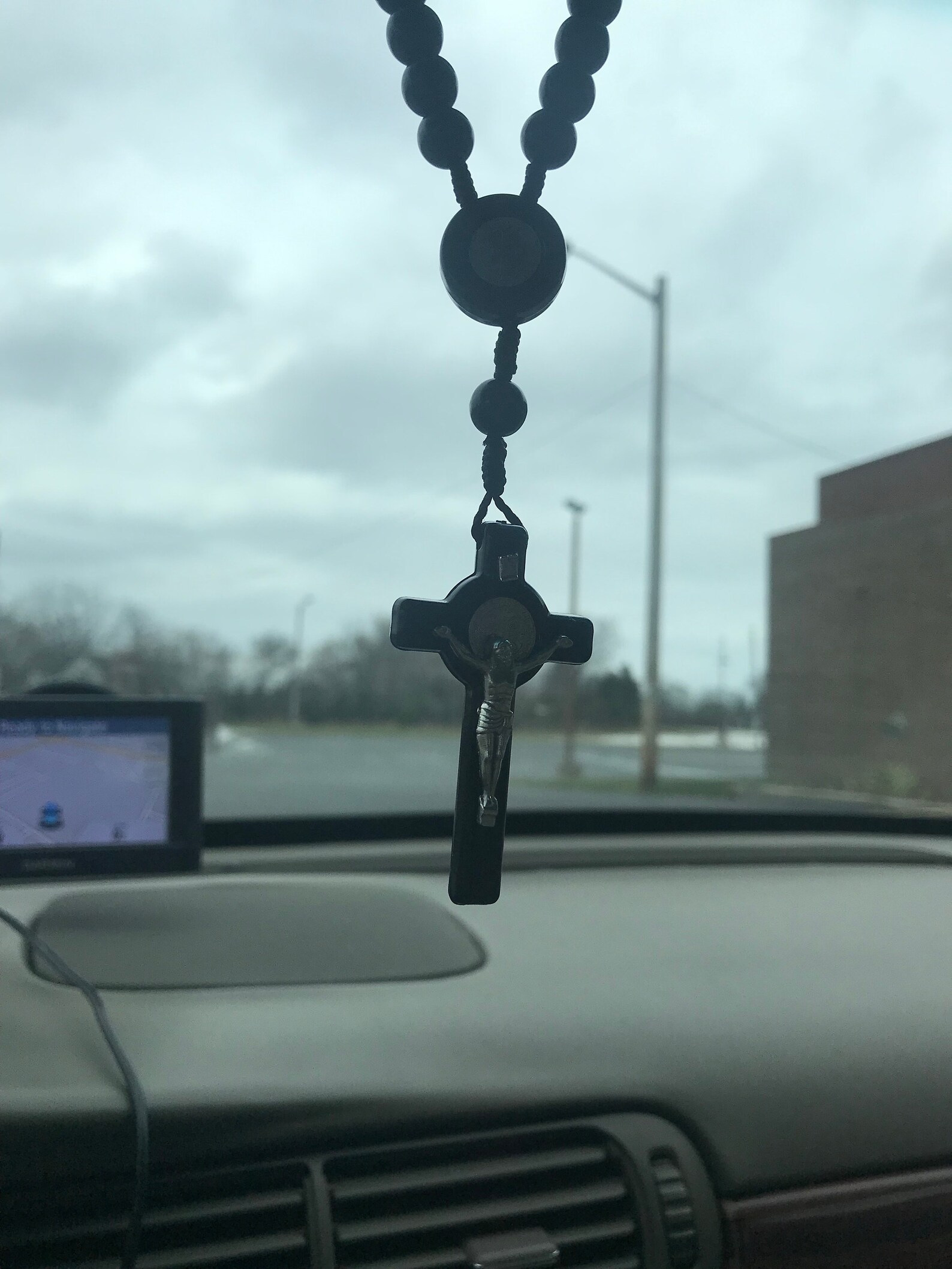 Auto Rosary For Rear View Mirror Black St. Benedict Etsy