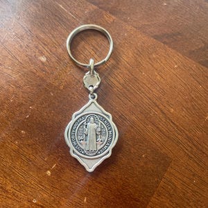St. Benedict (Silver) Key Chain (4 Inches Top to Bottom)