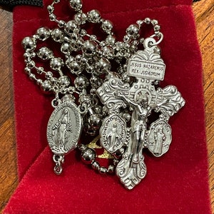 3 Way Pardon Crucifix Combat Rosary (Silver) W/St. Benedict Medal & Miraculous Medal