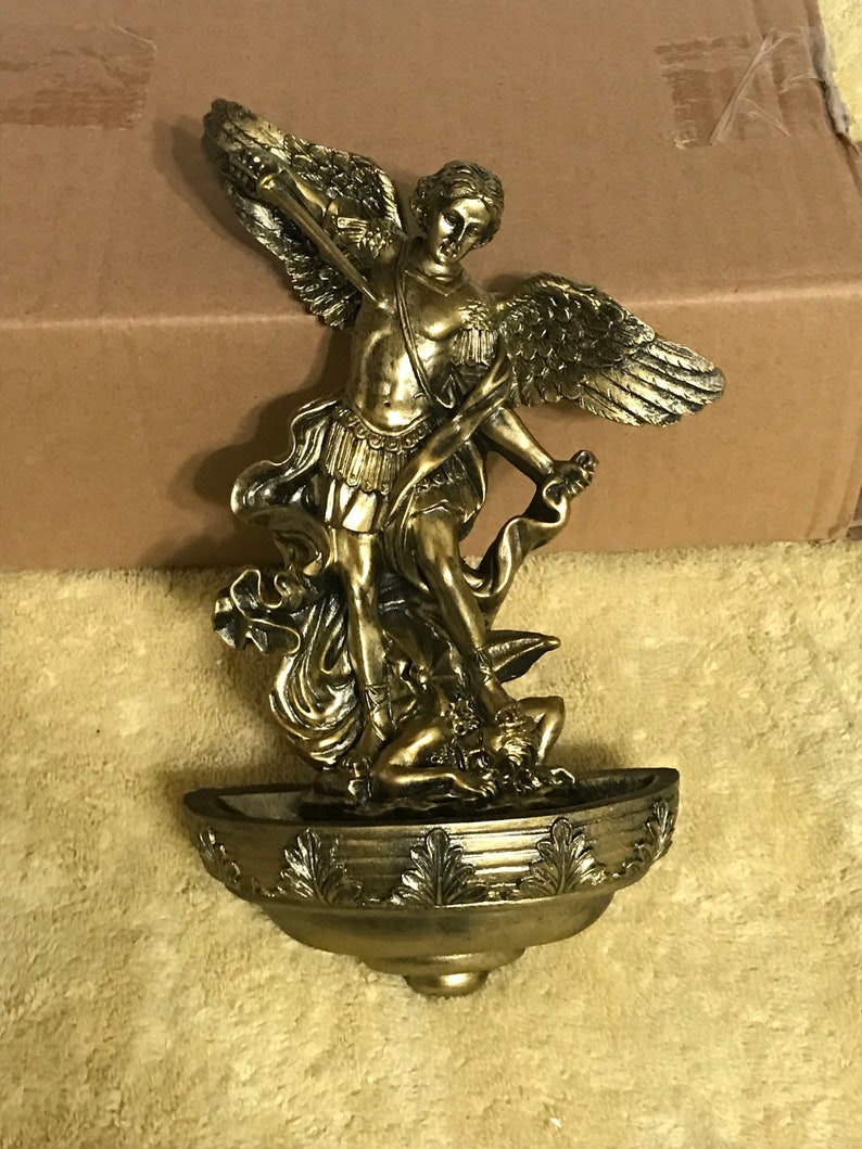 Gorgeous 9 Inch St. Michael The Archangel Holy Water Font image 0