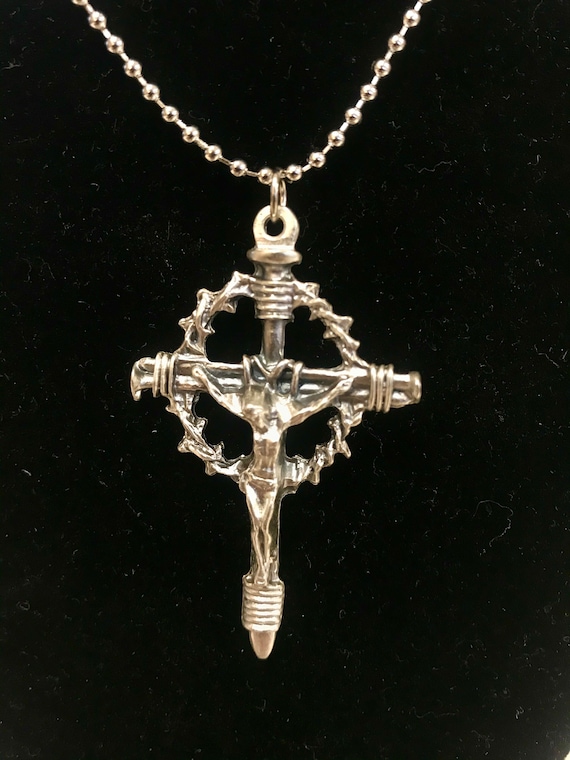 Silver Crown of Thorns Nail Crucifix 2.5 Inch W/chain - Etsy