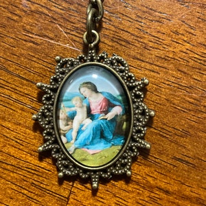 Madonna and Child Bronze Key Chain