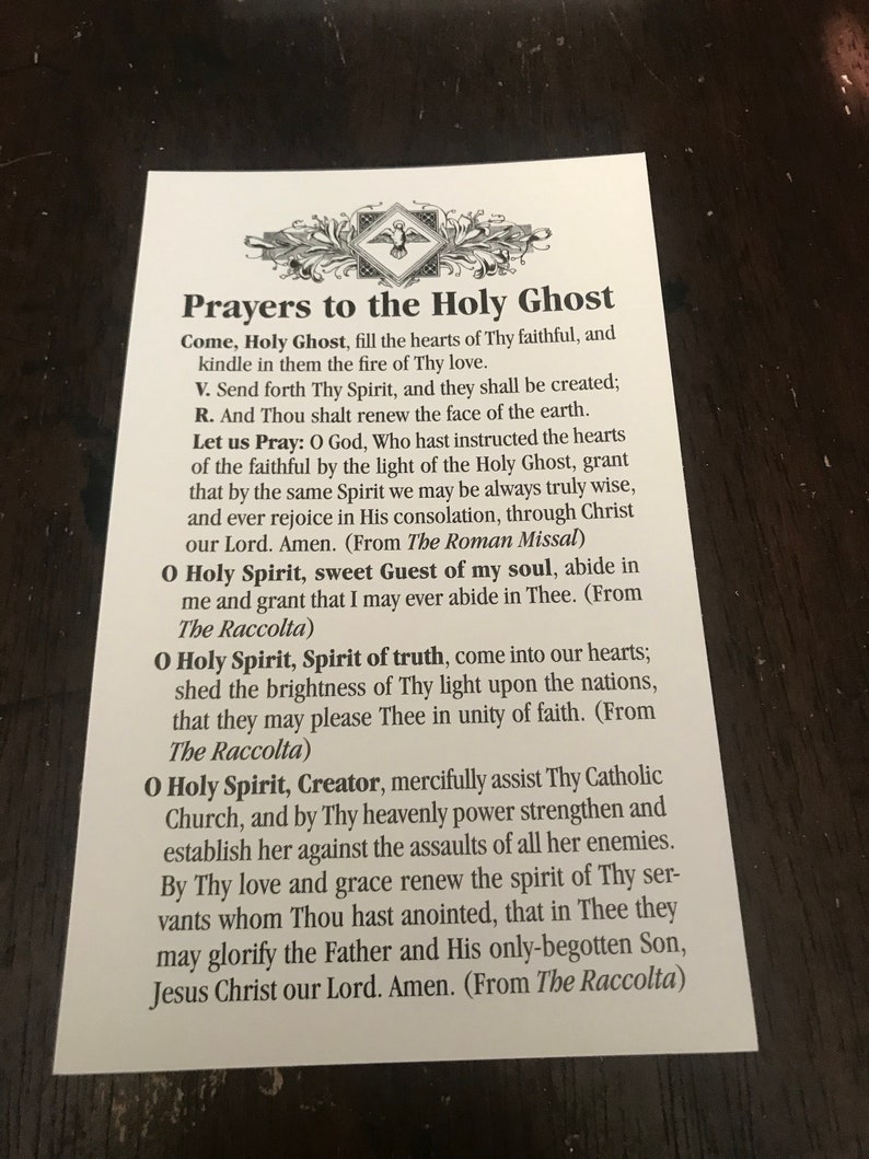 Prayers To The Holy Ghost 50 Pack of Prayer Cards Etsy Polska