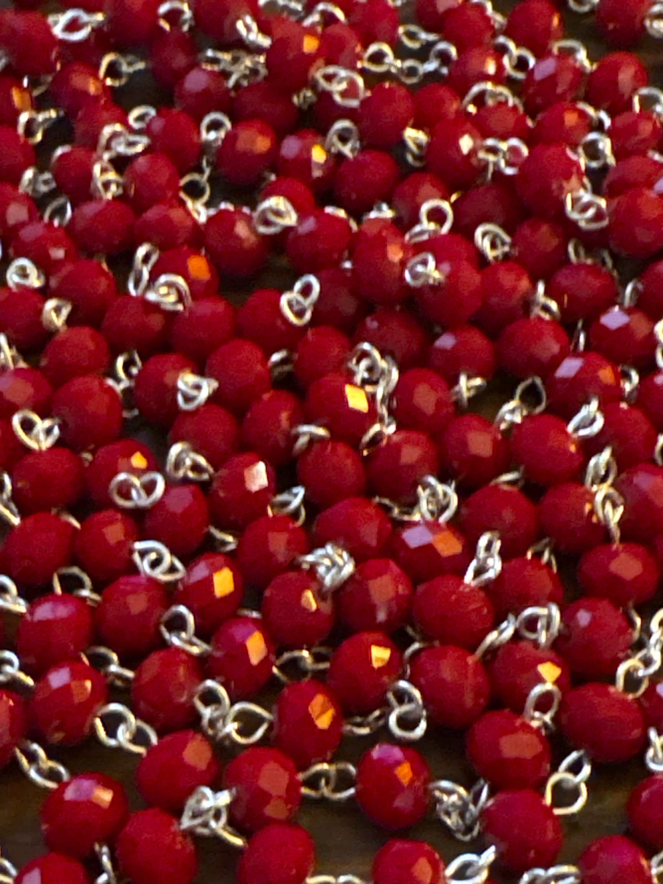 Gorgeous 20 Decade Dark Red Crystal Rosary W/St. Benedict 3 Inch Crucifix