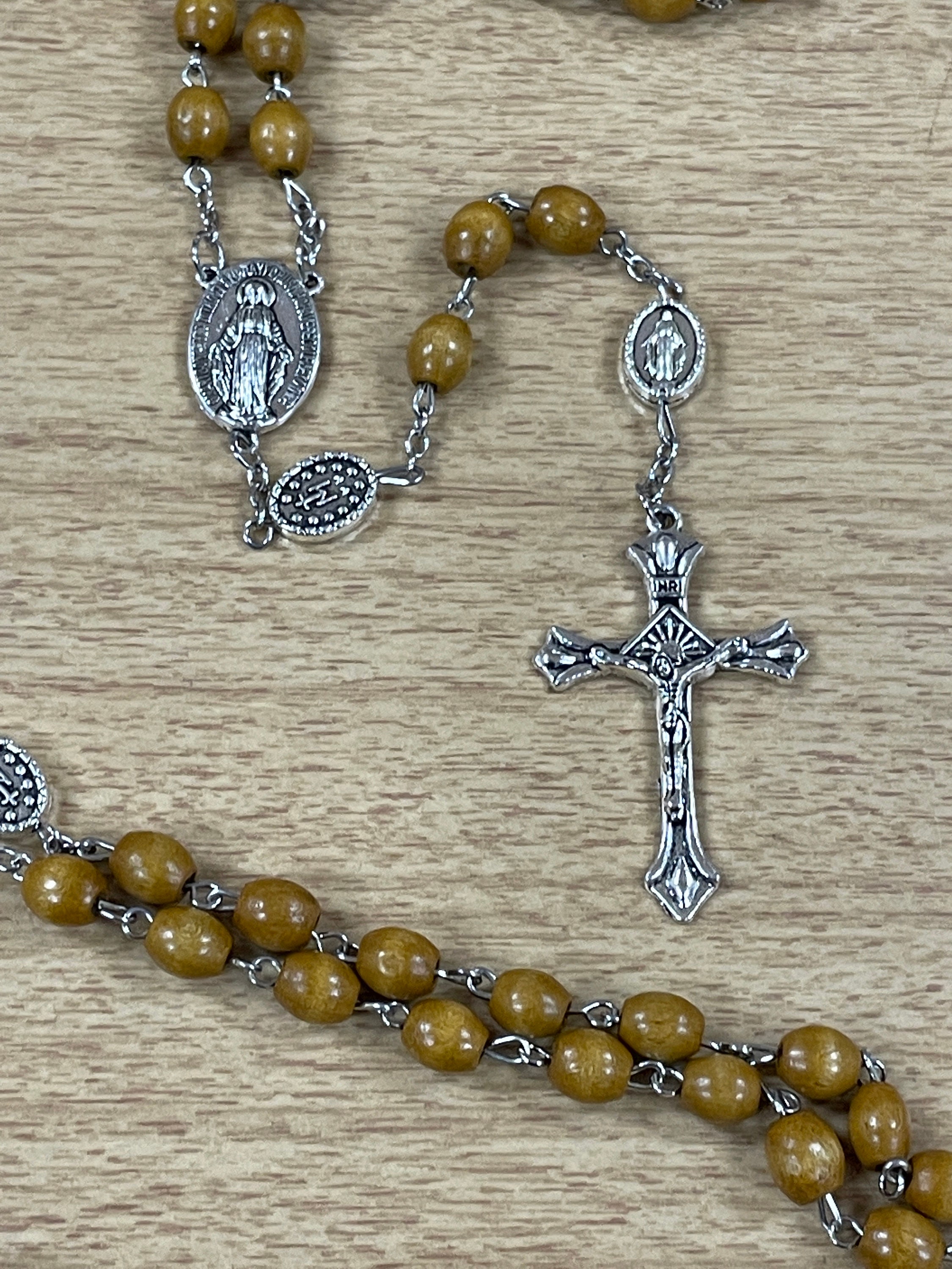 20 Decade Wood Rosary Light Brown Etsy