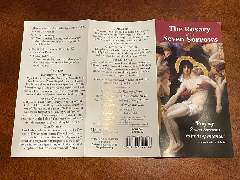 The Rosary of the Seven Sorrows of Our Blessed Mother Pamphlet - Etsy