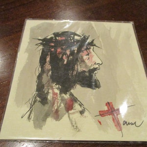 Passion Of Christ Watercolor Art 3.5 x 3.5 inch (From Local Artist In Medjugorje) #12