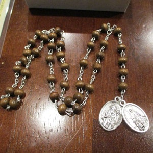 St. Michael Chaplet (Brown Wood Bead) With/St. Michael And St. Benedict Medal