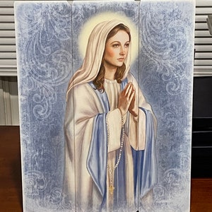Our Lady Of The Rosary Pallet Sign - 12x15 Inch (Brand New)