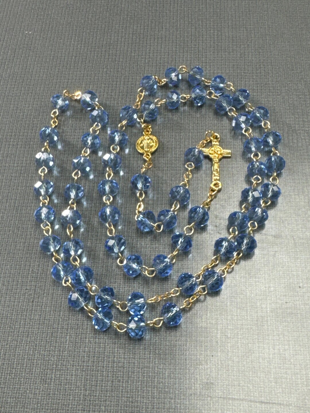 Light Blue Tangle Free Rosary Gold - Etsy