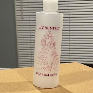 8 Ounce Divine Mercy Holy Water Bottle (Brand New)
