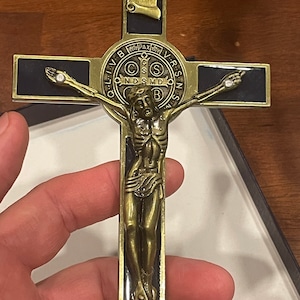 St. Benedict 8 Inch Dark Navy Standing Crucifix