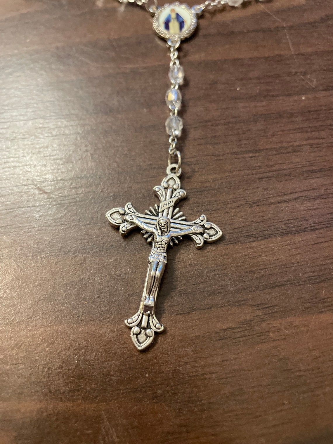 The Jesus Rope (33 Beads) Miraculous Medal Center Crystal Bead - Etsy