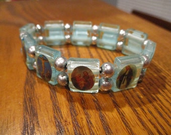 Catholic Saint bracelet (Blue Acrylic)