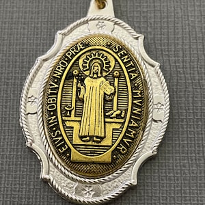 St. Benedict (Gold & Silver) Key Chain (4 Inches Top to Bottom)