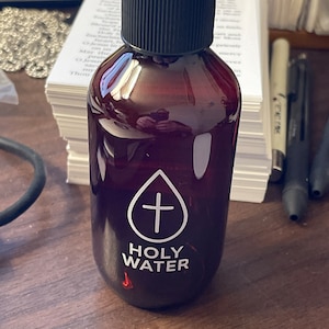 4 1/2 Ounce Amber Acrylic Holy Water Bottle (Brand New)