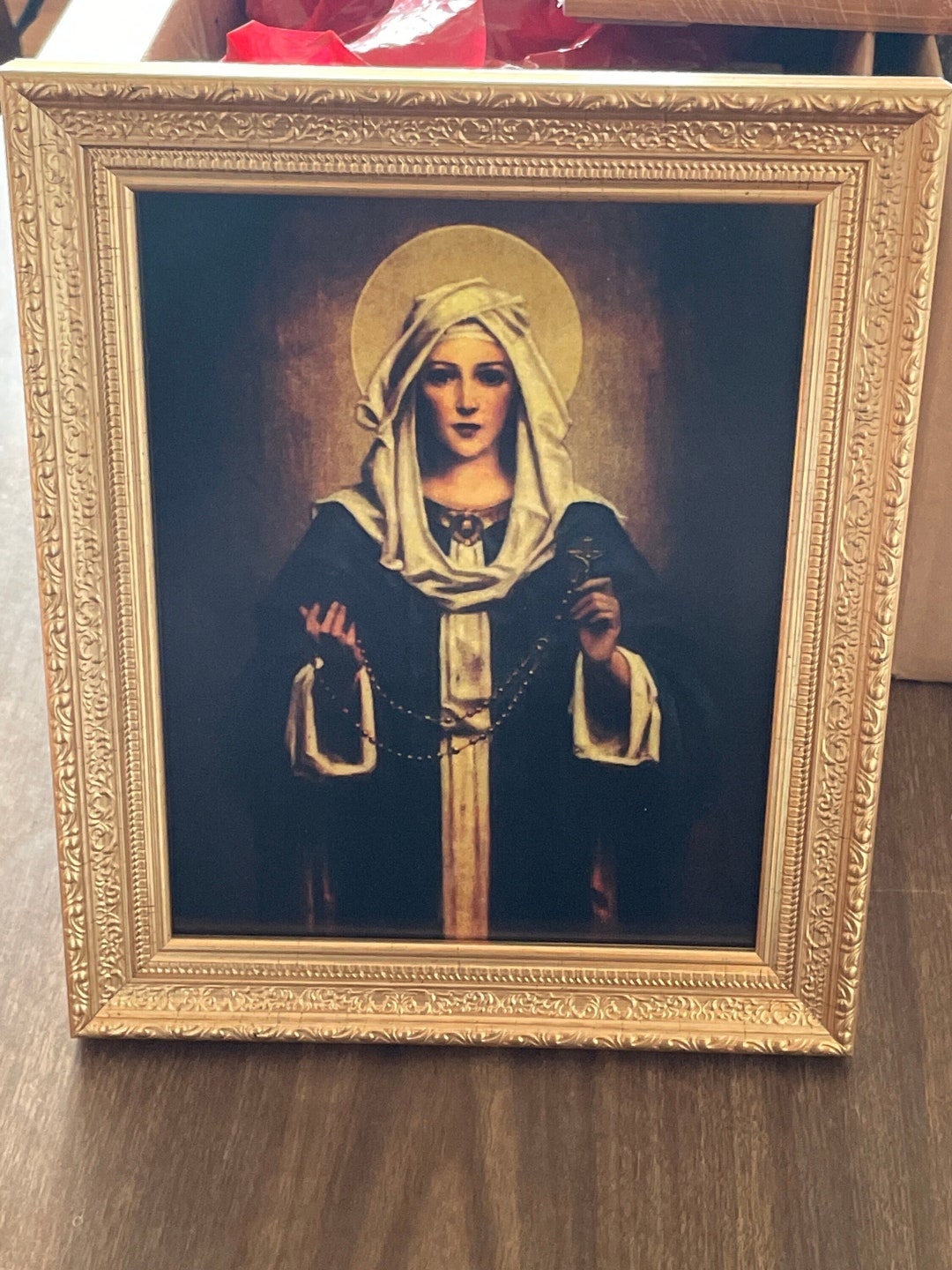 Our Lady of the Rosary Gold Wood Frame 8 X 10 Print - Etsy
