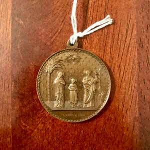 Vintage Bronze Holy Family Medallion