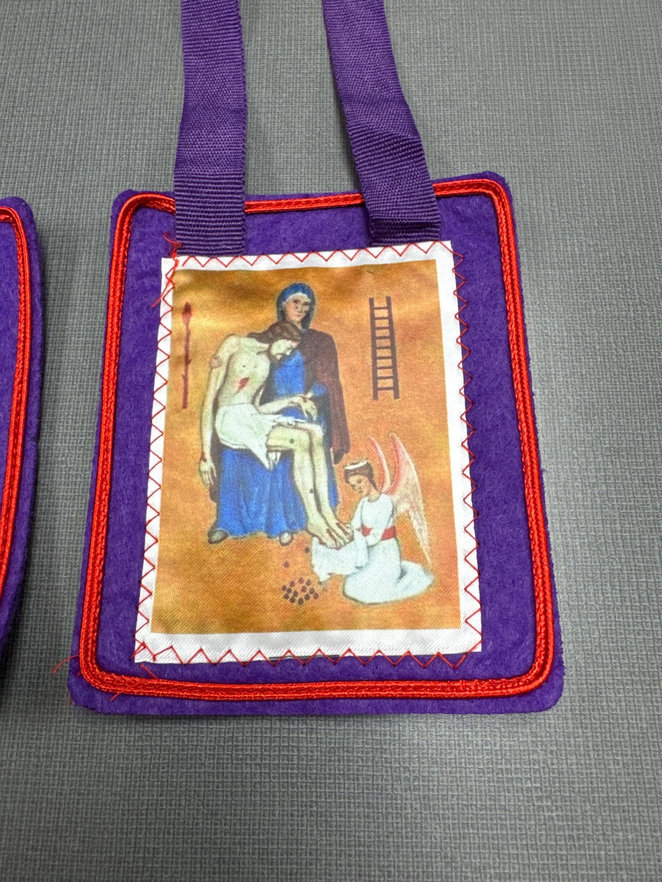 Large Purple Scapular (With Paperwork) 4.25 x 3.5 Inch Patch