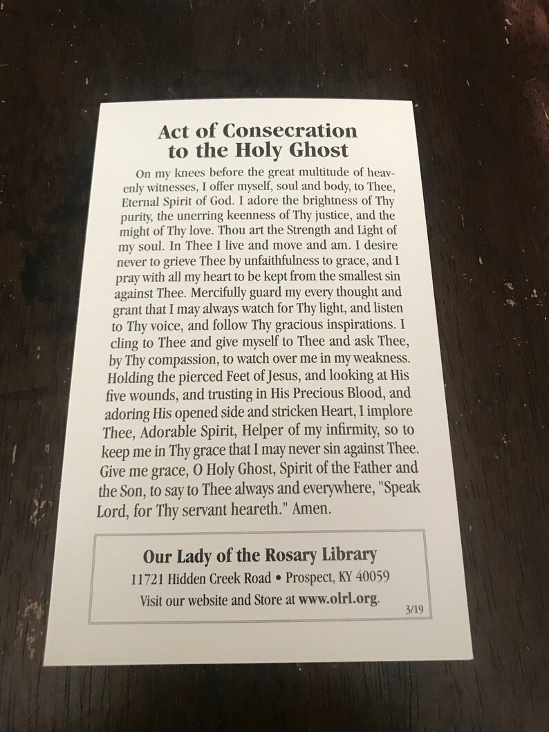 Prayers to the Holy Ghost 50 Pack of Prayer Cards Etsy