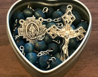 Blue Rose Scented Rosary W/Heart Shaped Case