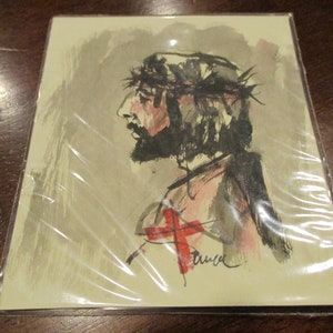 Passion Of Christ Watercolor Art 3.5 x 3.5 inch (From Local Artist In Medjugorje) #10