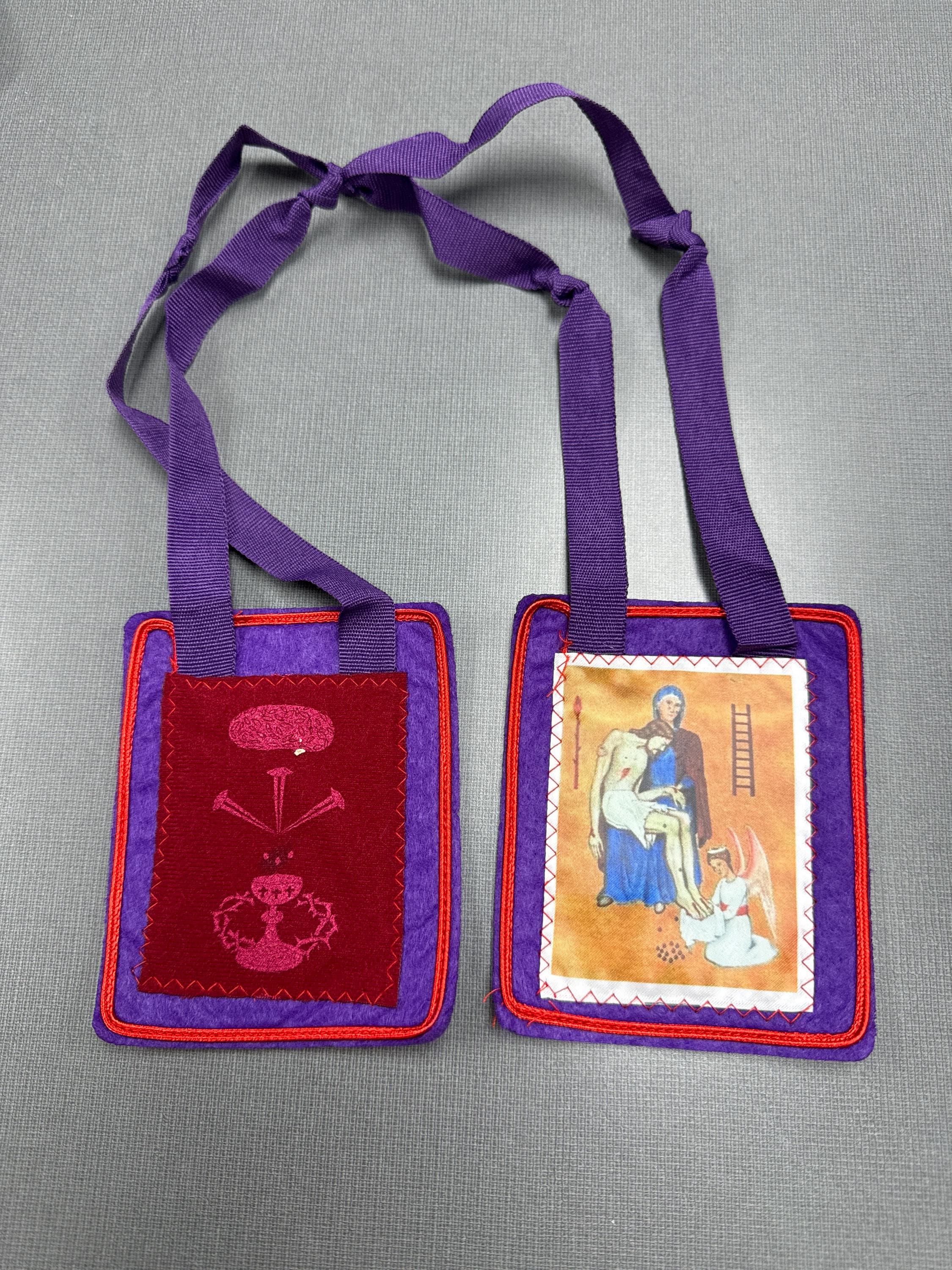 Large Purple Scapular (With Paperwork) 4.25 x 3.5 Inch Patch