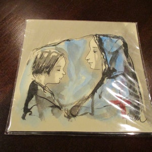 Mother And Son Watercolor Art 3.5 x 3.5 inch (From Local Artist In Medjugorje) #4