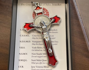 St. Benedict Crucifix 3 inch Red Flared Crucifix