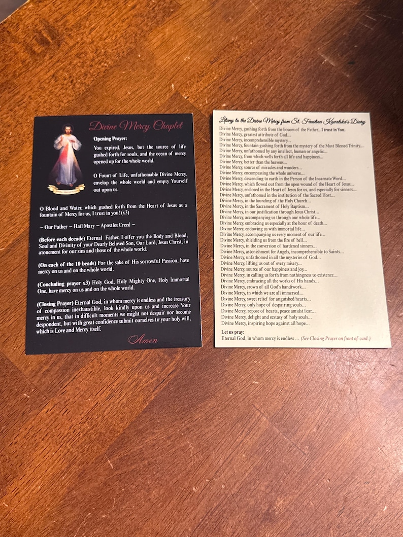 Divine Mercy Chaplet and Litany to the Divine Mercy Prayer Card (1 Card ...